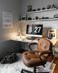 Desk setup with a monitor and keyboard